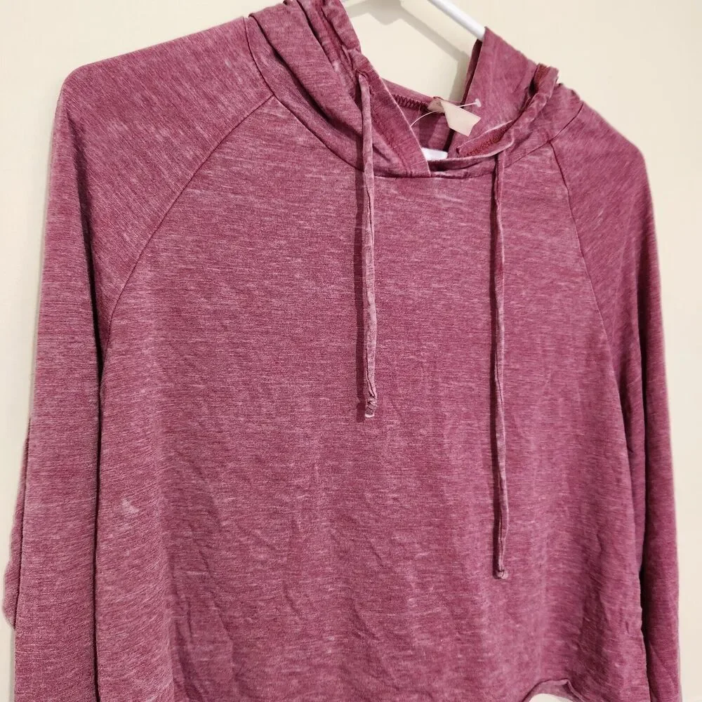 Ever Hottie Cropped Top Hoodie In Size Large Cranberry Color Lightweight.  New